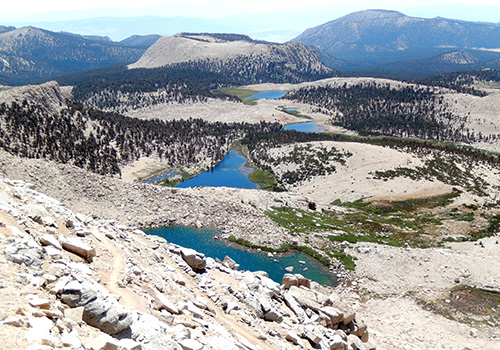 The view east from New Army Pass.  Cottonwood Lakes below.