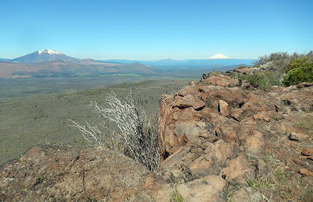 Looking west over the lava rim to Mount Shasta
