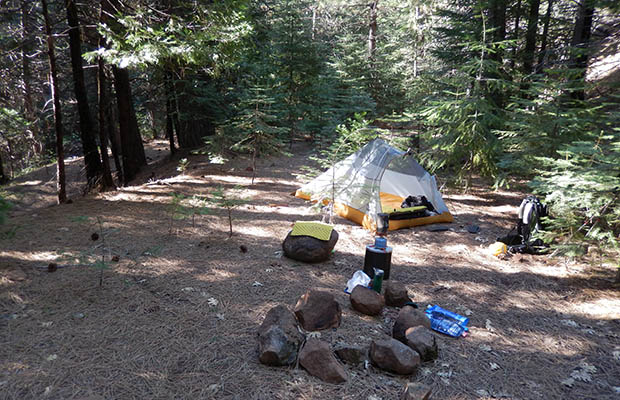 The most excellent campsite at Upper Jake Spring - 400 yards downhill!
