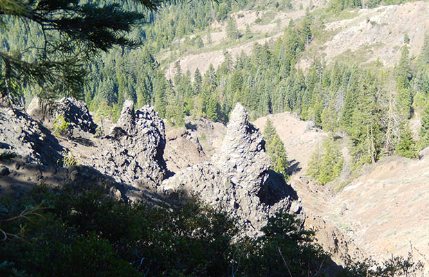 Volcanic rock outcrops near Kosk Spring