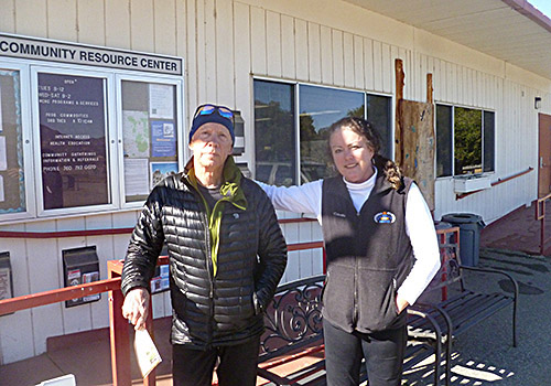Tinman with Patrice, Trail Angel at Warner Springs Community Center