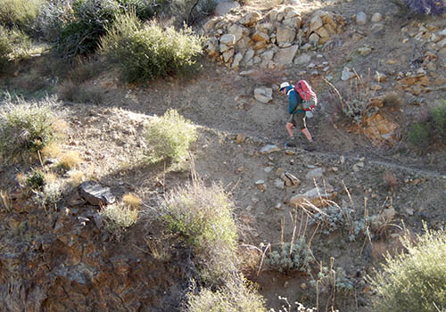 Mike climbing the relatively easy slope above Scissors Crossing.