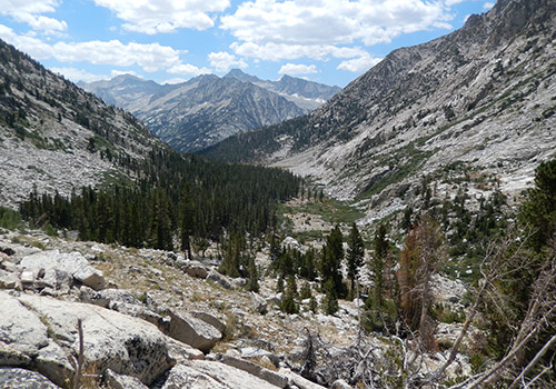 On the last big climb to Laurel Lake, looking south in the Basin