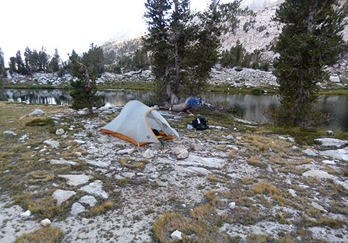 My lonely camp beside Laurel Lake