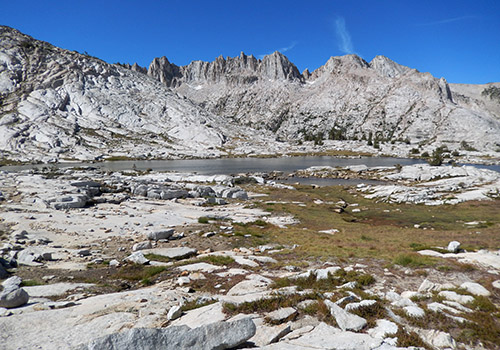 Cotton Lake on the granite benches along the High Route