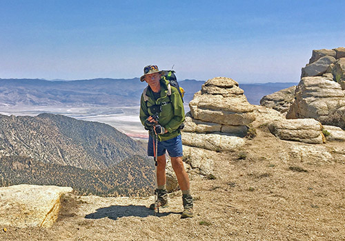 Me near the danger zone ... 6,000 feet down to Owens Valley