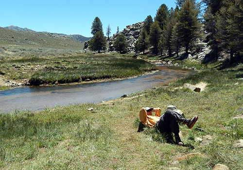 Bob resting on the banks of the South Fork of the Kern River