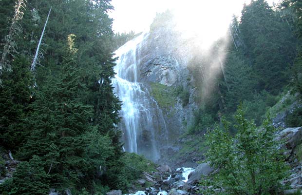 Spray falls in the early morning ... a short hike from the Mowick Lake.