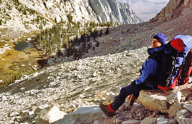October 1991: Me on the climb from Lower Boy Scout Lake to Clyde Meadow