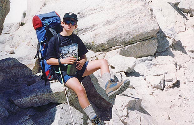 August 1993: Jordan on the Whitney Trail close to Trail Camp. 